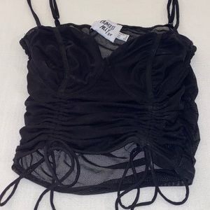 Princess Polly Mesh Back, Front Ties, Ruching, Adjustable Straps